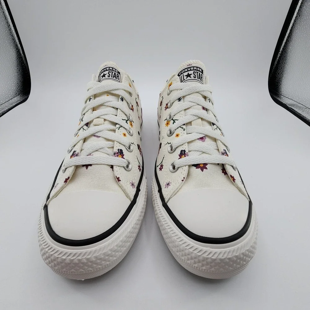 Converse Chuck Taylor All Star Low Shoes Womens 9.5 Cream Embroidered Floral NEW - Picture 4 of 12